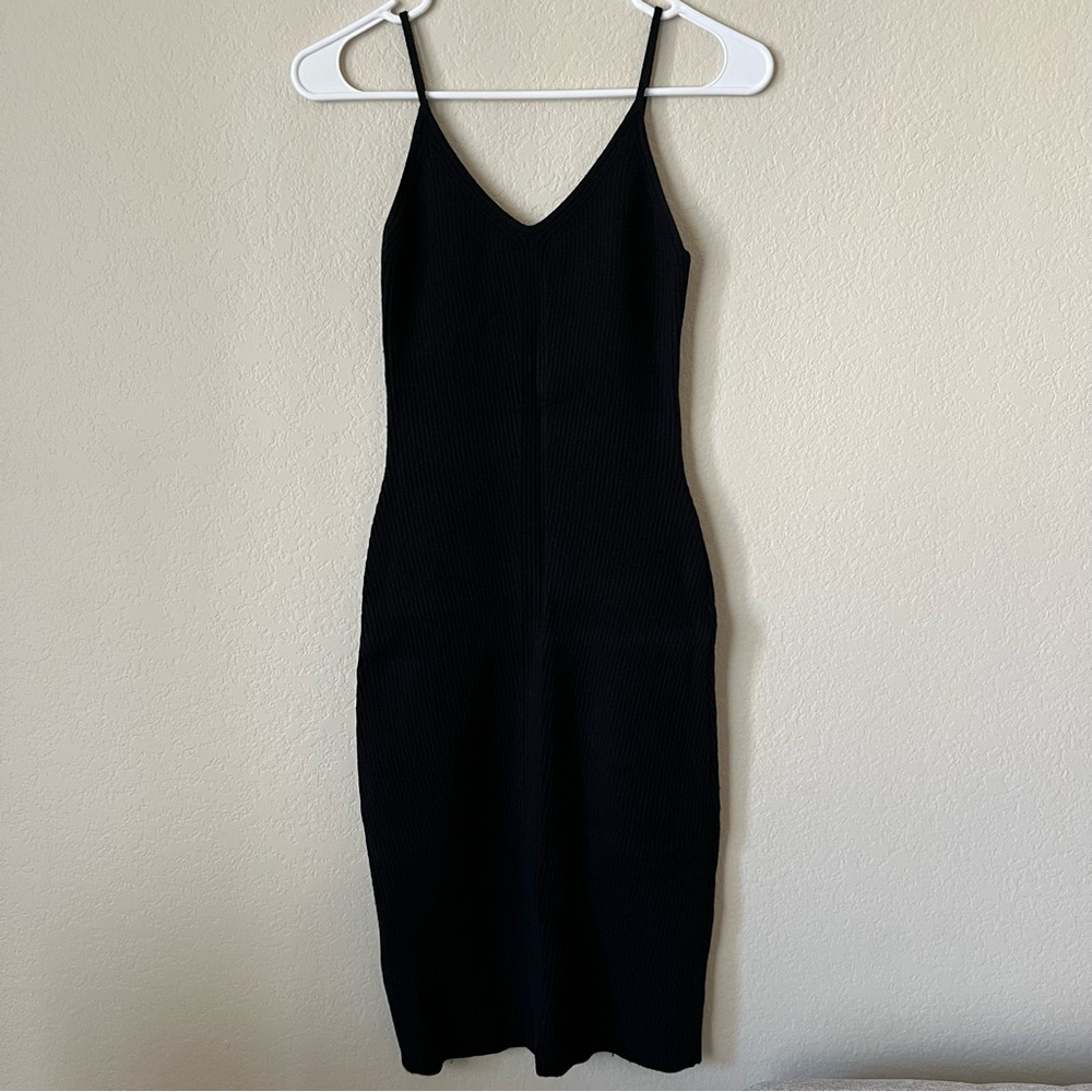 Abercrombie & Fitch Midi Slip Sweater Dress in Black